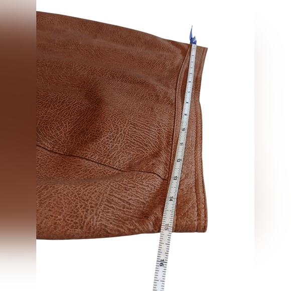 Vtg Tarrazia 100% Leather Pencil Skirt Brown 13/ 14 Cowgirl Womans Large - Picture 10 of 12